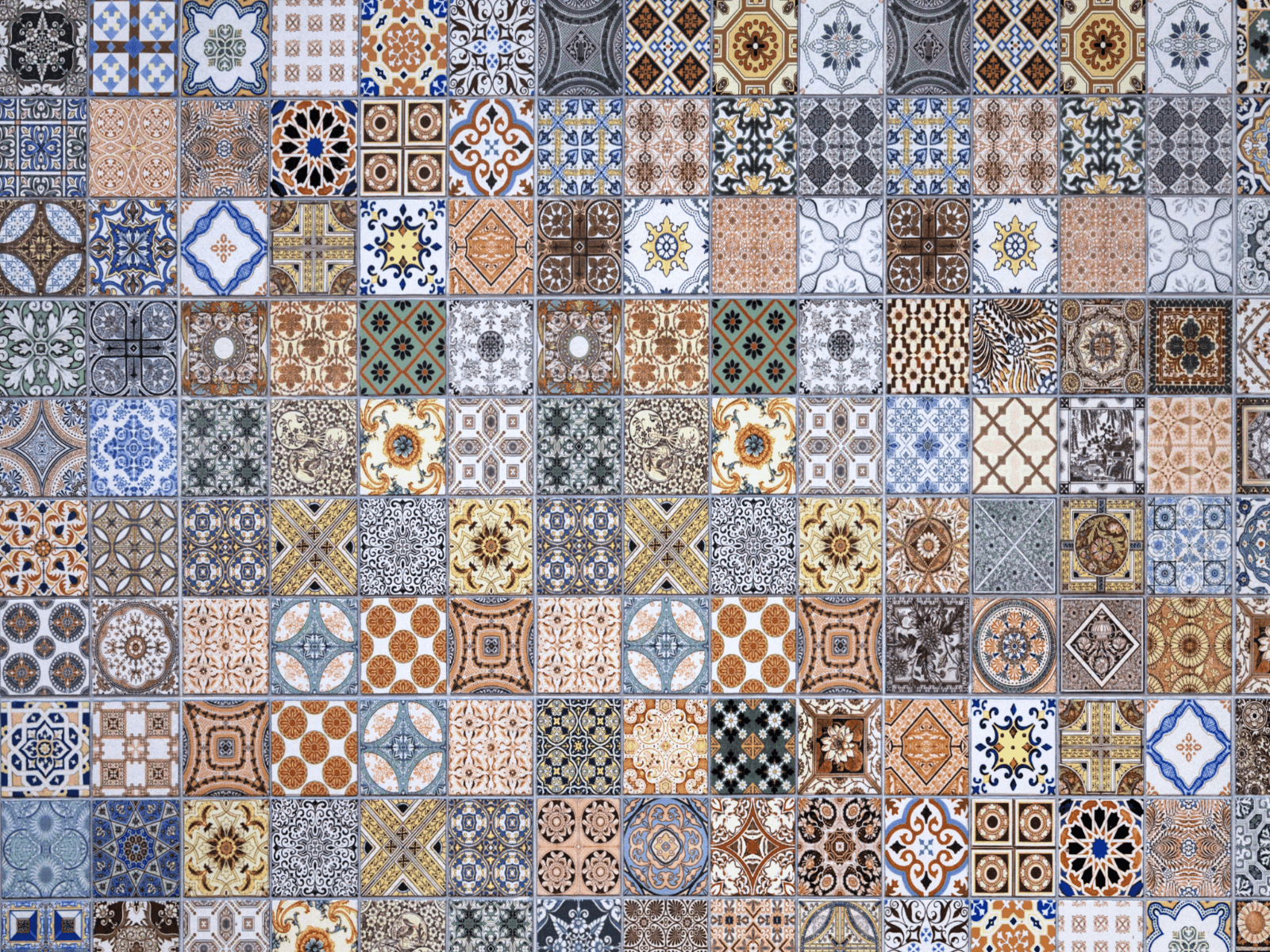 Farverig mosaikflise-mønster - Symbol for helhed skabt af dele og figur-baggrund bevidsthed i gestaltterapi